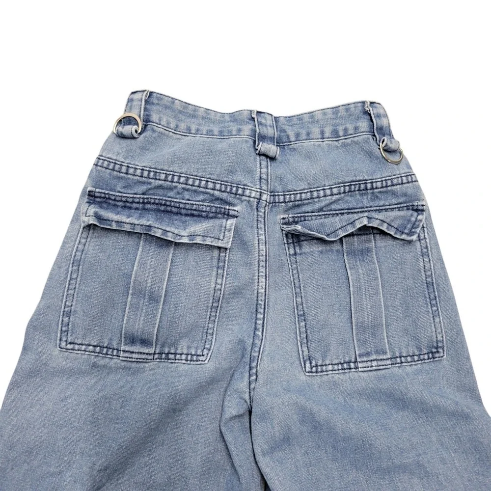 ROMWE Wide Leg Flap Pocket Cargo Grung Goth Distressed Grommet Dring Detail J424